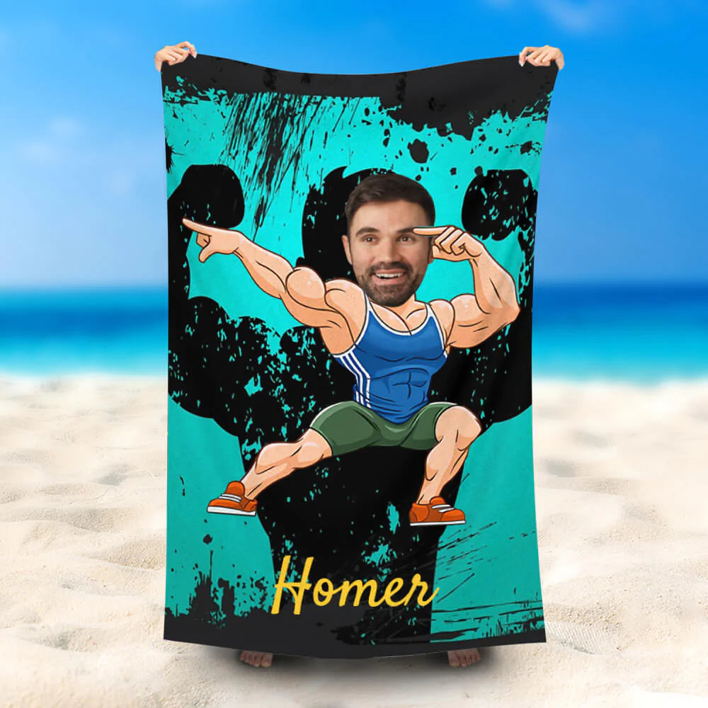 Lofaris Personalized Green Black Aerobics Beach Towel For Man