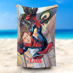 Lofaris Personalized Green Goblin Siperman Beach Towel With Face