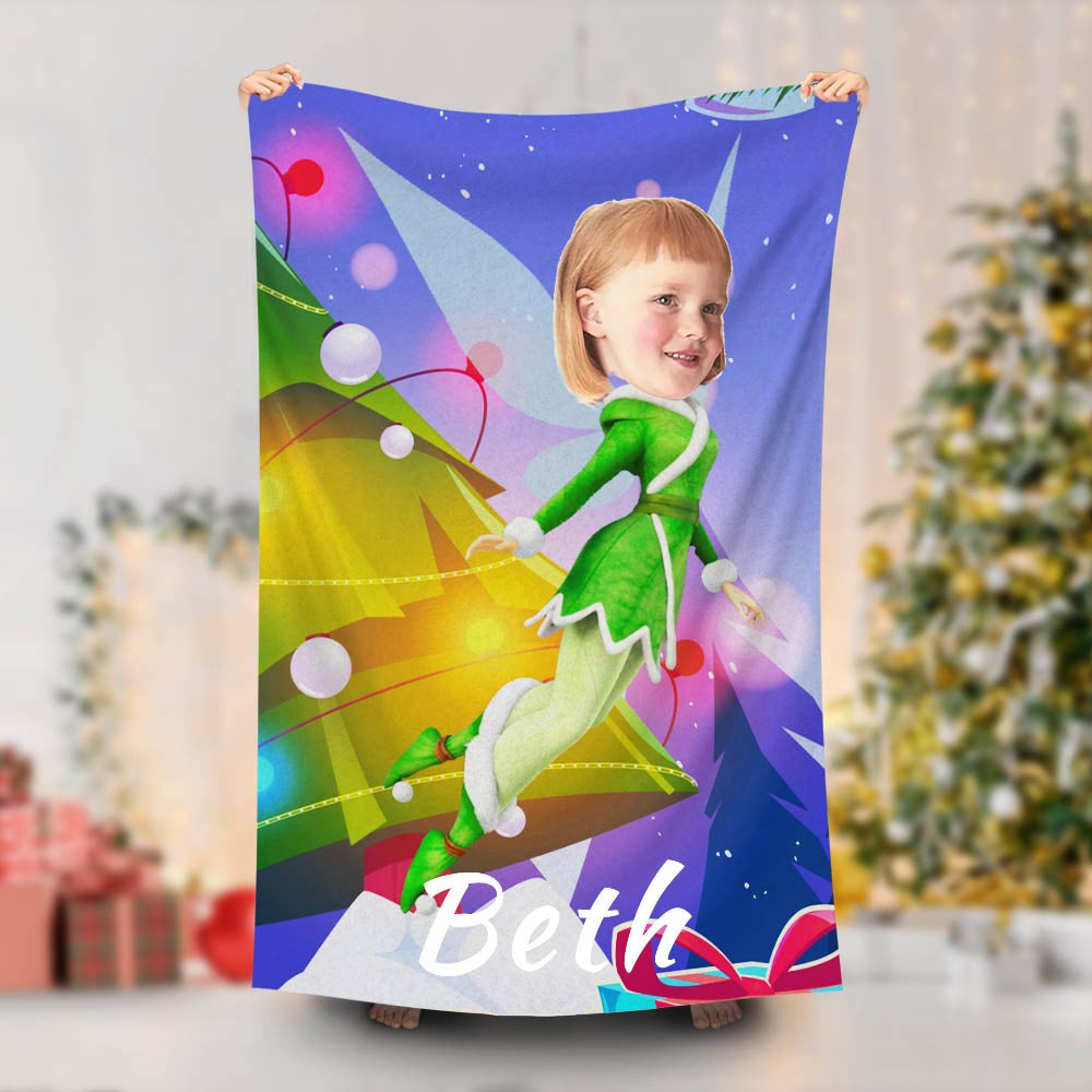 Lofaris Personalized Green Santa Fairy Beach Towel For Girl