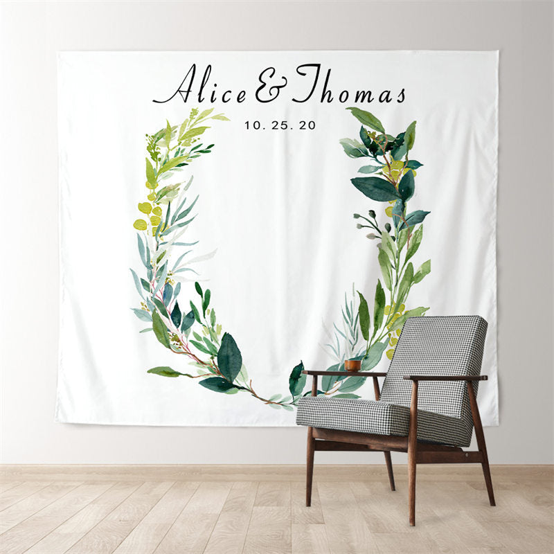 Lofaris Personalized Greenery Wedding Backdrop Photo Booth