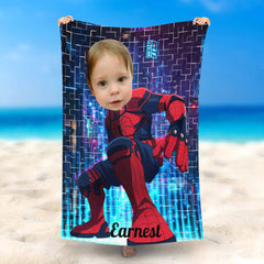 Lofaris Personalized Half Squat Spiderman Boy Beach Towel