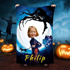 Lofaris Personalized Halloween Girl Beach Towel With Photo