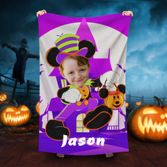 Lofaris Personalized Halloween Mickey Boy Purple Beach Towel