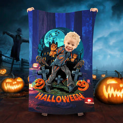 Lofaris Personalized Halloween Zombie Pumpkin Beach Towel