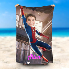 Lofaris Personalized Handsome Spiderboy Swings Beach Towel