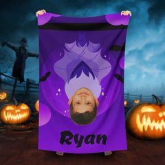 Lofaris Personalized Hanging Bat Boy Purple Beach Towel