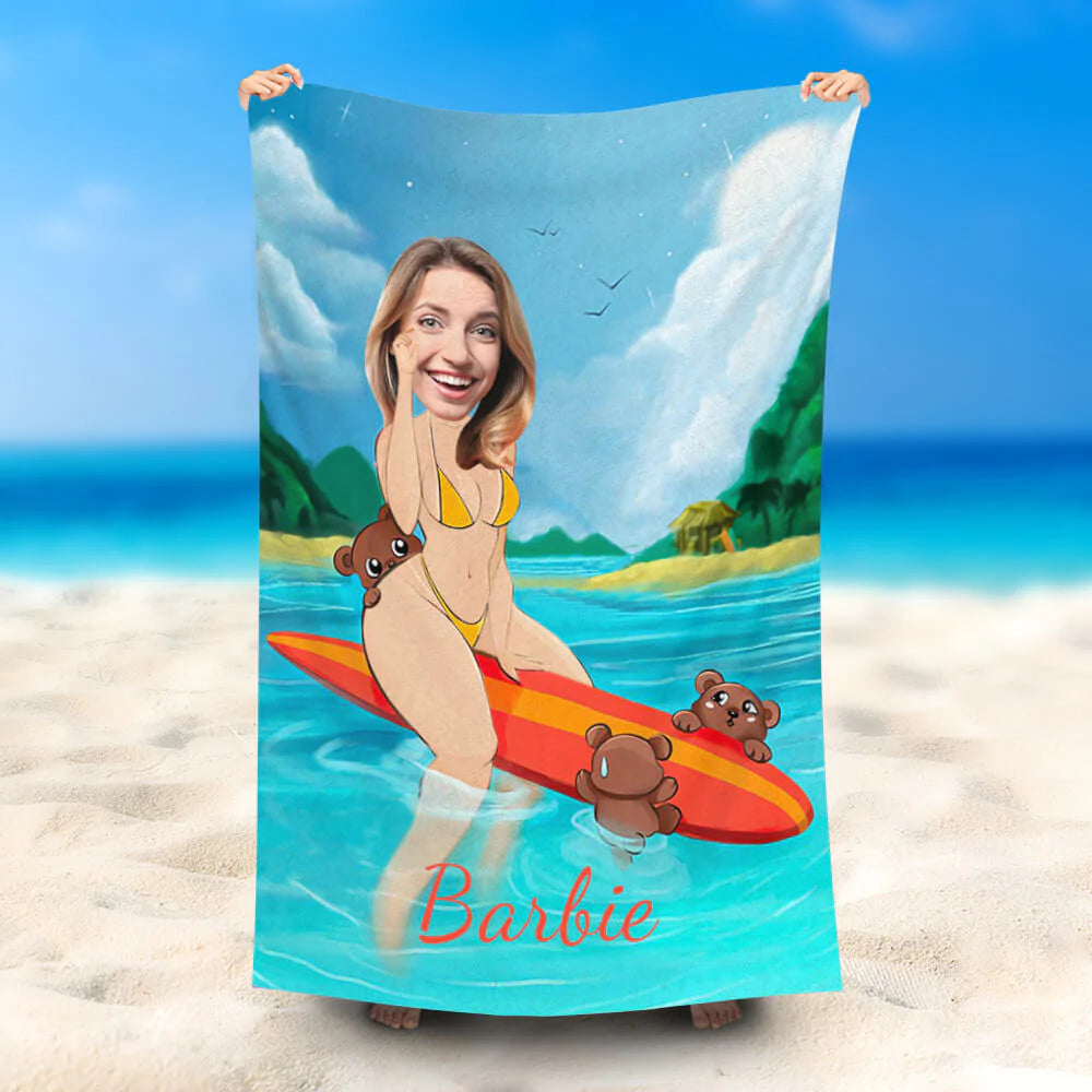 Lofaris Personalized Hawaii Bikini On Board Name Beach Towel