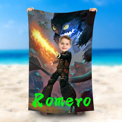 Lofaris Personalized Hiccup And Toothless Dragon Beach Towel