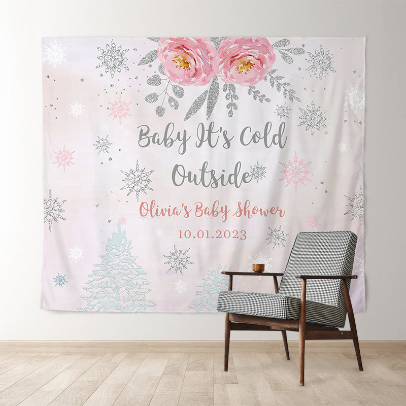 Lofaris Personalized Its Cold Outside Baby Shower Backdrop Decor