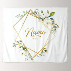 Lofaris Personalized Ivory Floral Wedding Backdrop