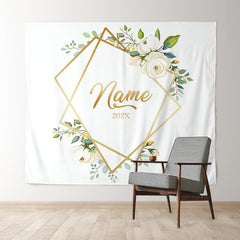 Lofaris Personalized Ivory Floral Wedding Backdrop