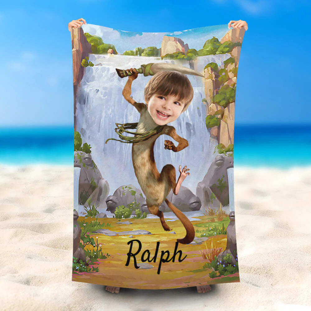 Lofaris Personalized Jumping Buck Dagger Beach Towel With Name