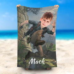 Lofaris Personalized Jumping Spy Enemy Beach Towel With Face