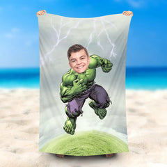 Lofaris Personalized Jumpping Hulk Lightning Summer Beach Towel