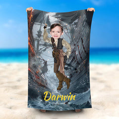 Lofaris Personalized Lean Captain Jake Beach Towel For Boy