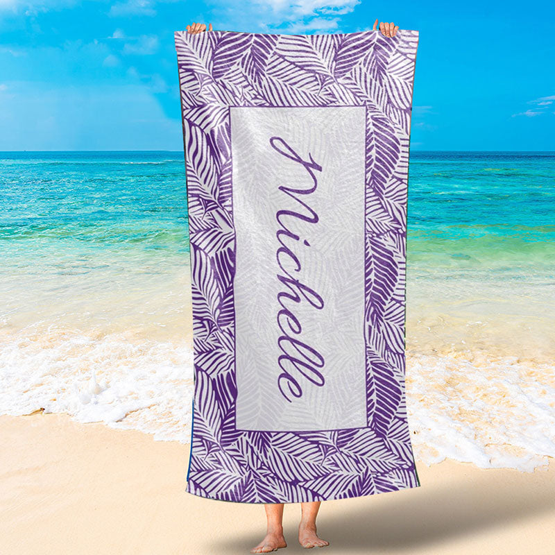 Lofaris Personalized Leaves Name And Text Summer Beach Towel