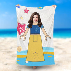 Lofaris Personalized Lego Snow White Face Starfish Beach Towel