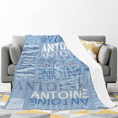 Lofaris Personalized Light Blue Name Blanket Gift For Kid