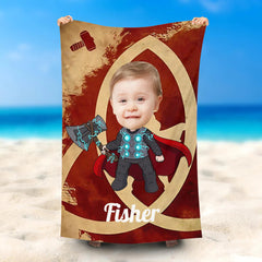 Lofaris Personalized Little Cute Thor Beach Towel With Face