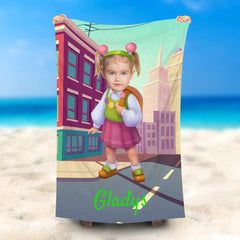 Lofaris Personalized Little Girl Inpurple Skirt Beach Towel