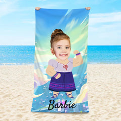 Lofaris Personalized Little Luisa Fantasy Beach Towel With Face