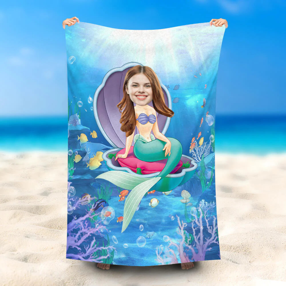 Lofaris Personalized Little Mermaid Undersea Summer Beach Towel