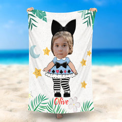 Lofaris Personalized Lol Surprise Doll Clipart Girl Beach Towel