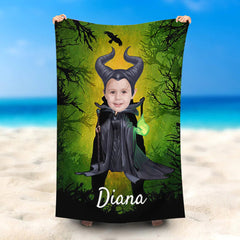 Lofaris Personalized Maleficent Girl Horrible Beach Towel