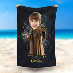 Lofaris Personalized Master Yoda Star Wars Black Beach Towel