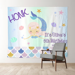 Lofaris Personalized Mermaid Birthday Backdrop Decor