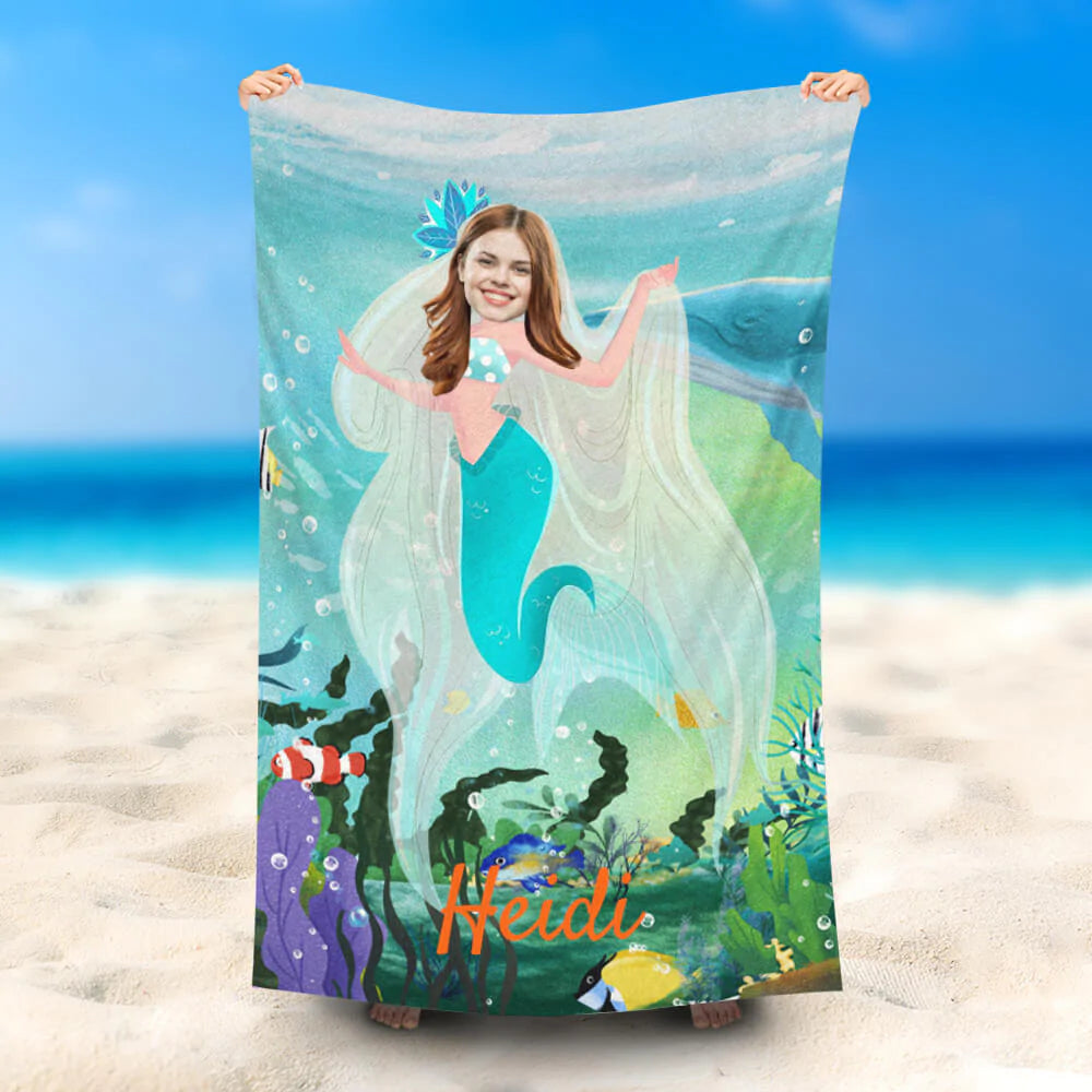 Lofaris Personalized Mermaid With Shawl Summer Beach Towel