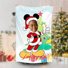 Lofaris Personalized Mickey Santa Boy Beach Towel With Photo