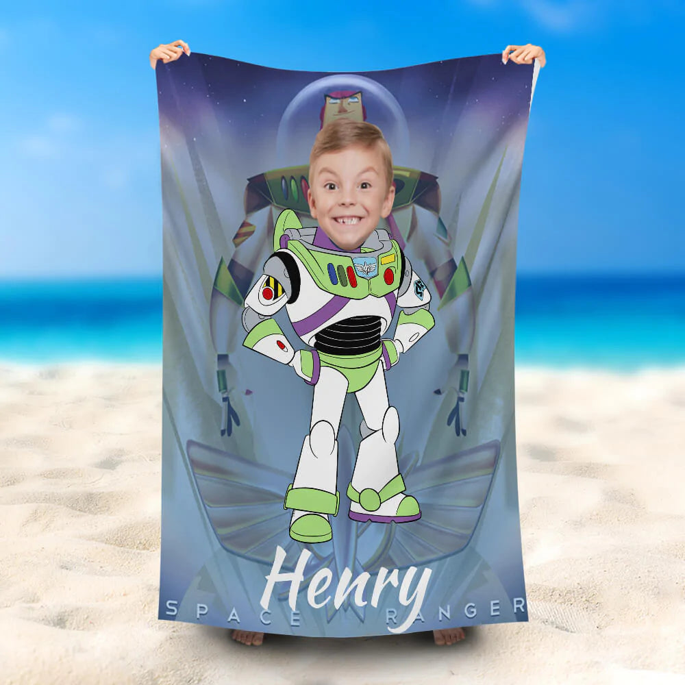 Lofaris Personalized Name Bazz Lightyear Robot Beach Towel