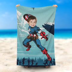 Lofaris Personalized Name Captain America War Beach Towel