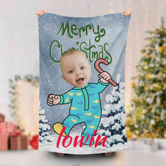 Lofaris Personalized Name Christmas Snow Baby Beach Towel