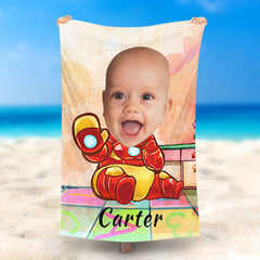 Lofaris Personalized Name Ironbaby Pink Summer Beach Towel