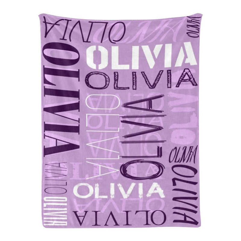 Lofaris Personalized Name Lilac Soft Blanket Birthday Gift