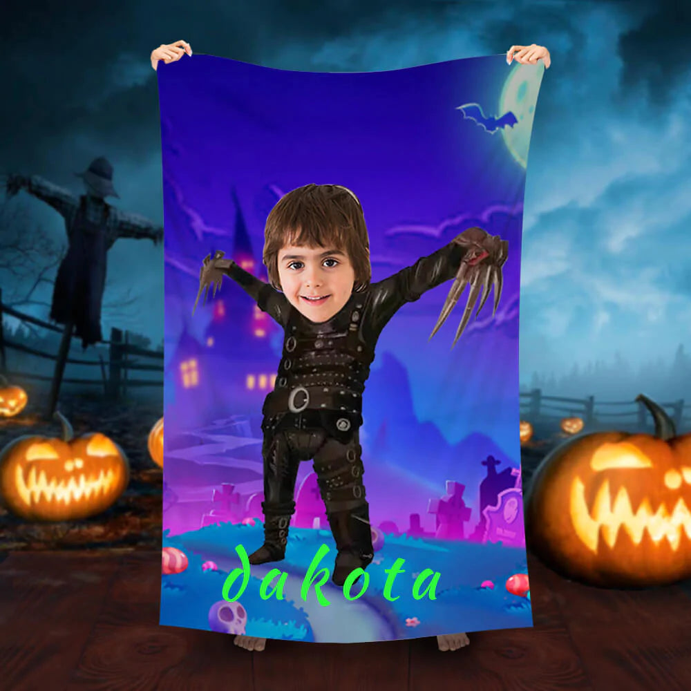 Lofaris Personalized Name Scissorhands Boy Night Beach Towel