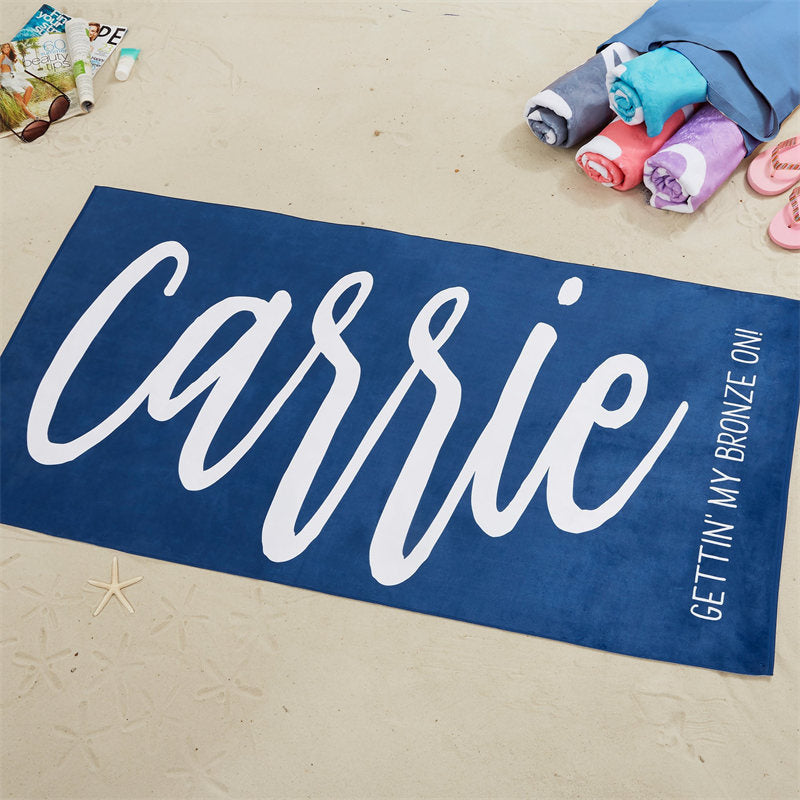 Lofaris Personalized Name Solid Color Beach Towel as Gift