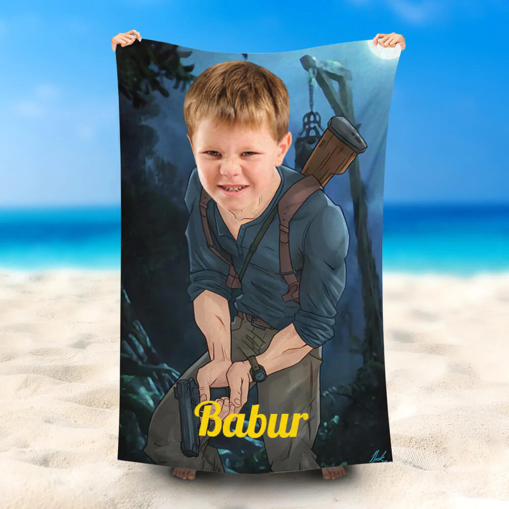 Lofaris Personalized Night Awesome Explorer Beach Towel With Face