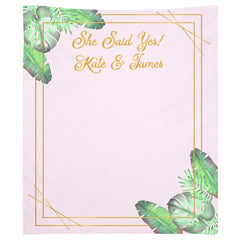 Lofaris Personalized Palm Leaves Bridal Shower Backdrop Banner