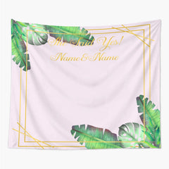 Lofaris Personalized Palm Leaves Bridal Shower Backdrop Banner