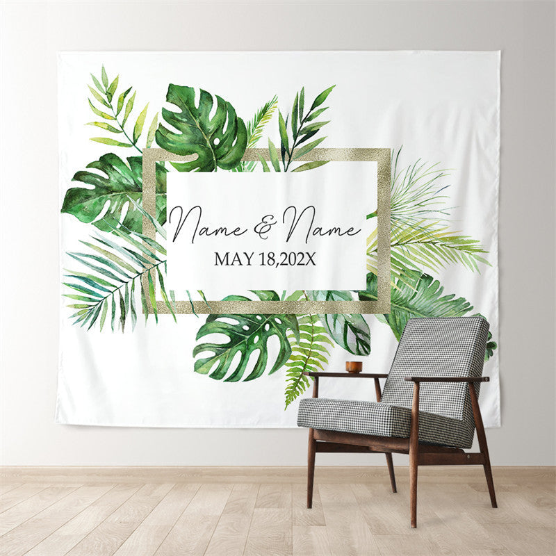 Lofaris Personalized Palm Leaves Wedding Backdrop