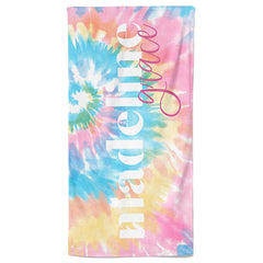 Lofaris Personalized Pastel Tie Dye Kids Beach Towel