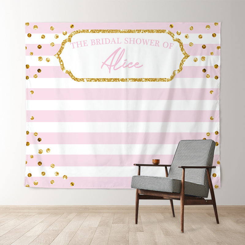 Lofaris Personalized Pink And White Stripe Bridal Shower Backdrop