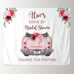 Lofaris Personalized Pink Car And Floral Bridal Shower Backdrop