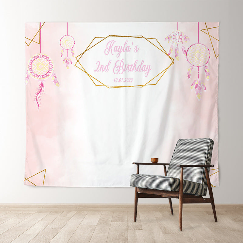 Lofaris Personalized Pink Dream Catcher Birthday Backdrop