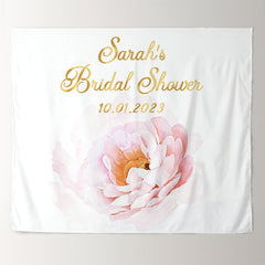 Lofaris Personalized Pink Flower And Gold Bridal Shower Backdrop