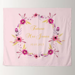 Lofaris Personalized Pink Wreath Sign Bridal Shower Backdrop