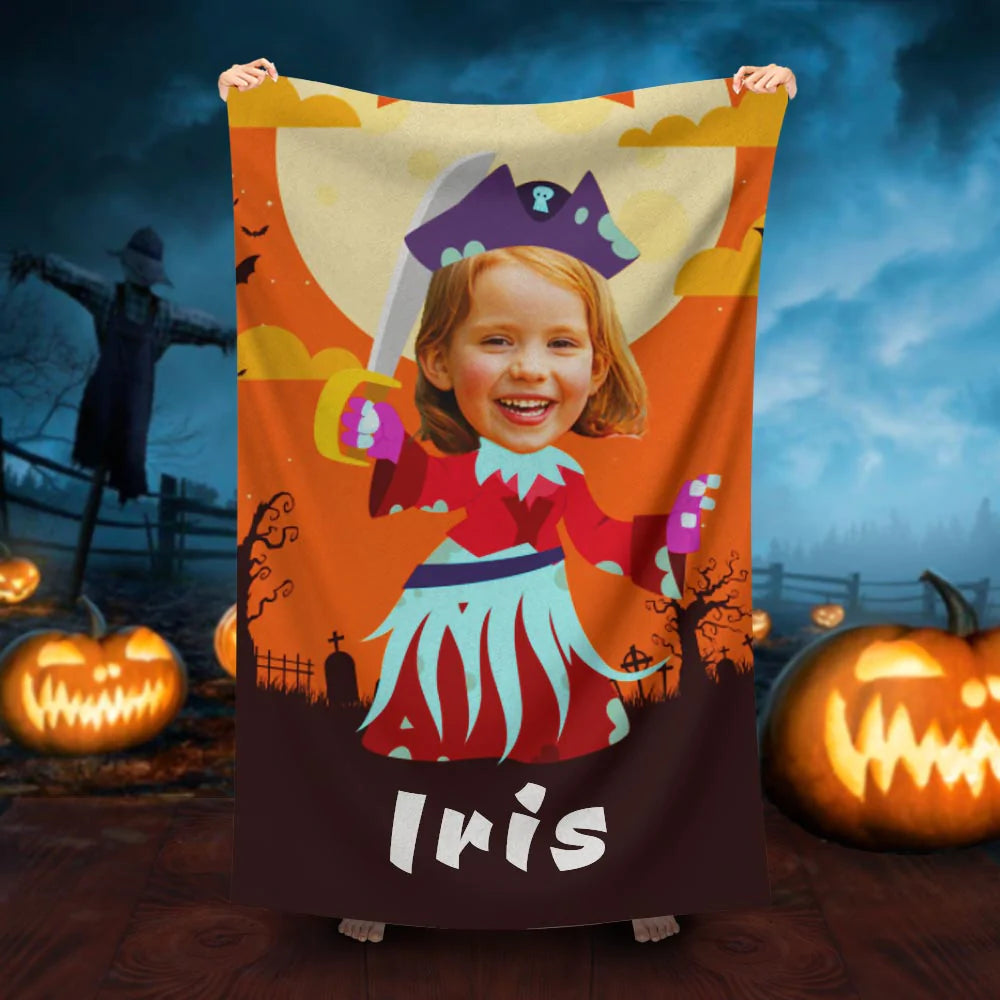 Lofaris Personalized Pirate Girl Oorange Photo Beach Towel